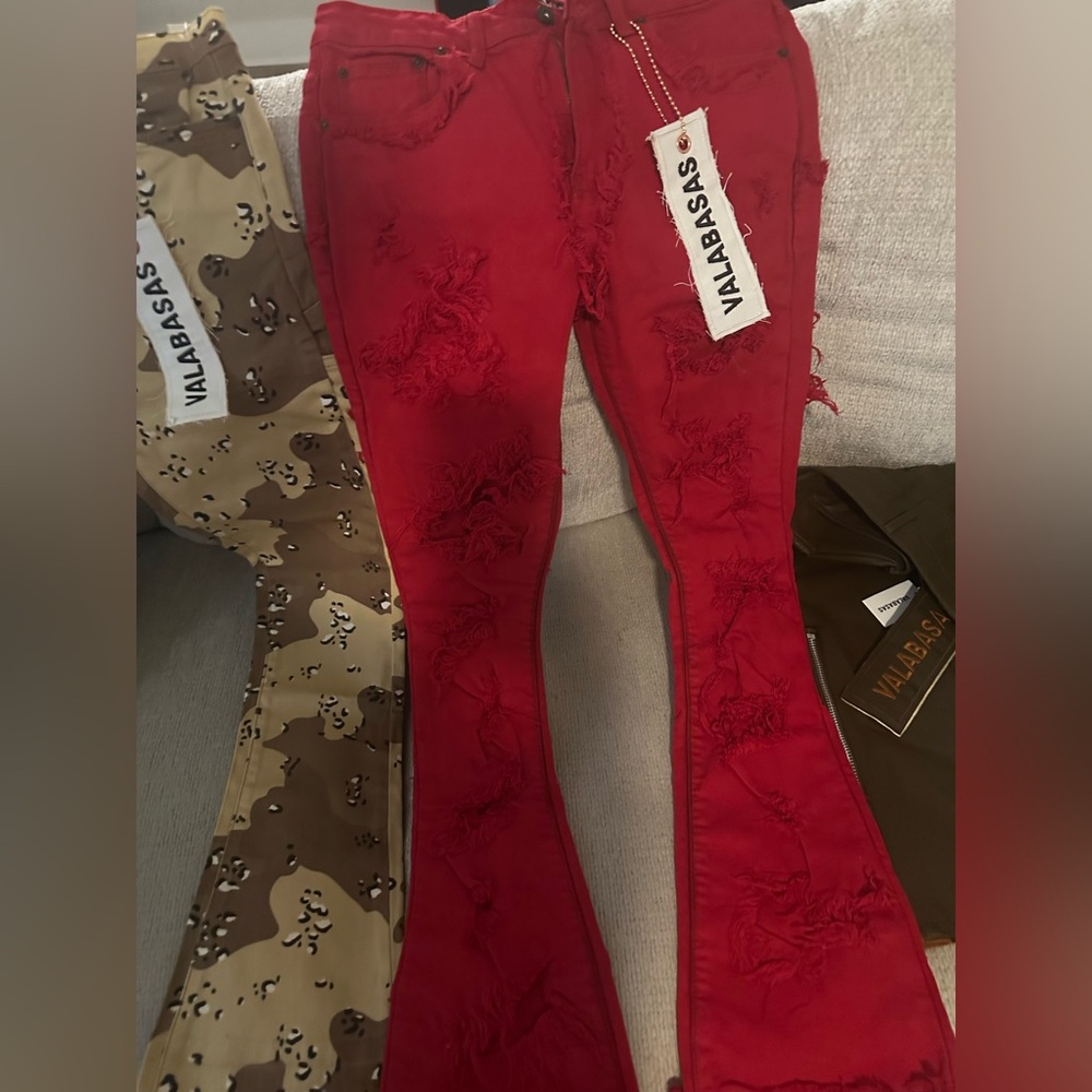 Red Valabasas Stack Jeans